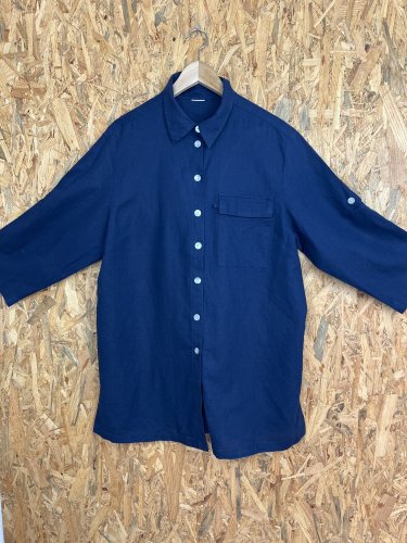 Oversize námořní košile Made in Italy s podílem lnu a bavlny