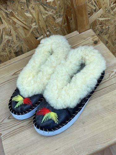 Kožené papuče Handmade 100 % kůže a 100 % beran