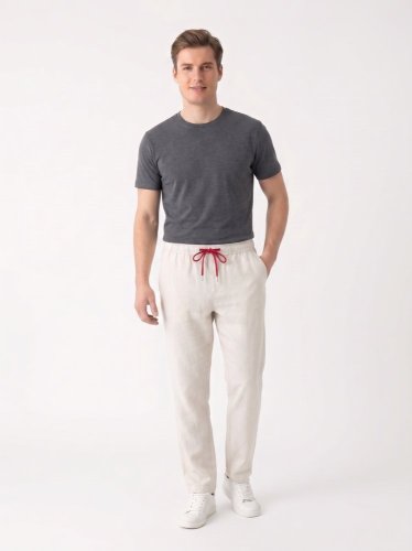 Přírodní kalhoty H&M 52 % len 48 % bavlna