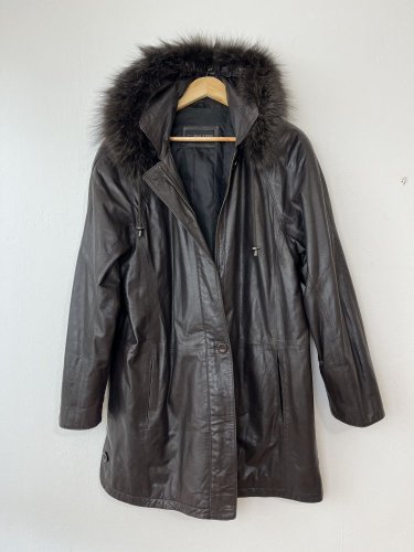 Luxusní celokožený kabát Julia S. Roma 100 % kůže a 100 % pravá kožešina