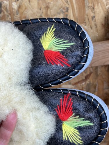 Kožené papuče Handmade 100 % kůže a 100 % beran