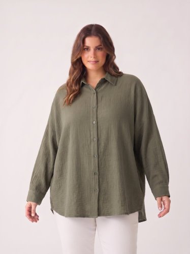Oversize vaflová košile Made in Italy 100 % bavlna