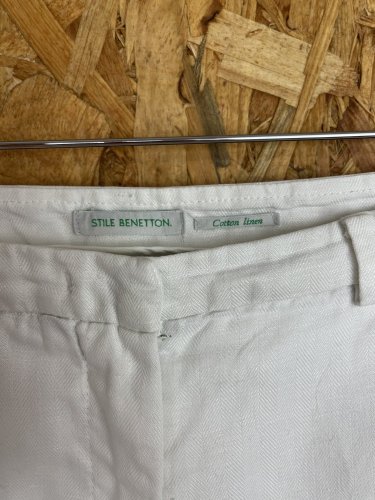 Přírodní kalhoty Benetton 52 % bavlna 48 % len