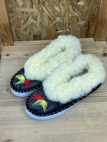 Kožené papuče Handmade 100 % kůže a 100 % beran