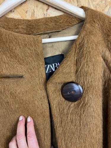Vlněný kabát ZARA s podílem vlny