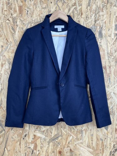 Námořní sako H&M 55 % len 45 % bavlna