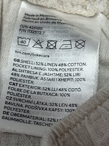 Přírodní kalhoty H&M 52 % len 48 % bavlna