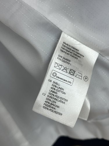 Námořní sako H&M 55 % len 45 % bavlna