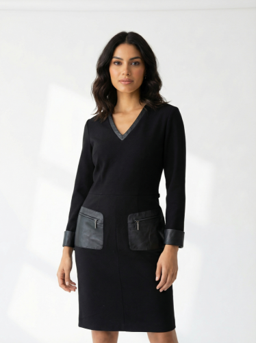 Luxusní šaty Annalisa Ferro 92 % vlna a 100 % kůže