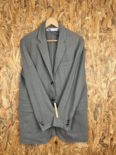 Prodloužené sako ZARA 55 % len 45 % bavlna