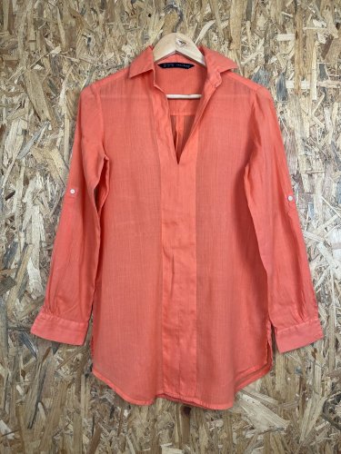 Prodloužená tunika ZARA s podílem bavlny a lnu