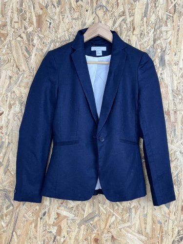 Námořní sako H&M 55 % len 45 % bavlna