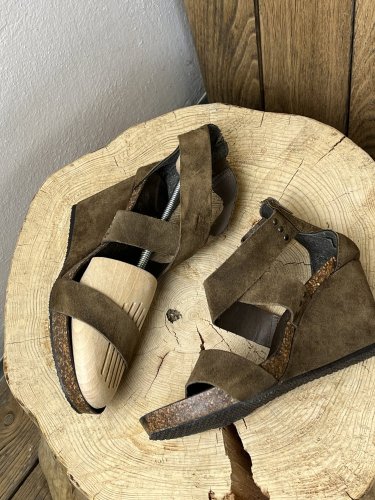 Celokožené boty na klínu Made in Italy 100 % velur