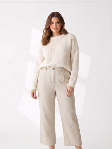Přírodní kalhoty Basicapparel 51 % len 49 % bavlna