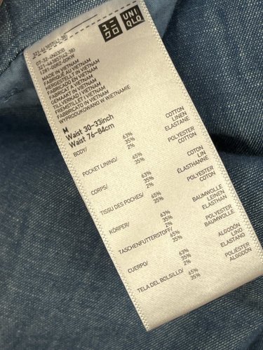 Přírodní kalhoty Uniqlo 63 % bavlna 35 % len