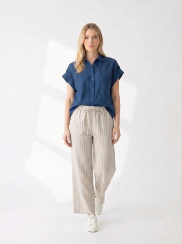 Lněné kalhoty H&M 55 % viskoza 45 % len