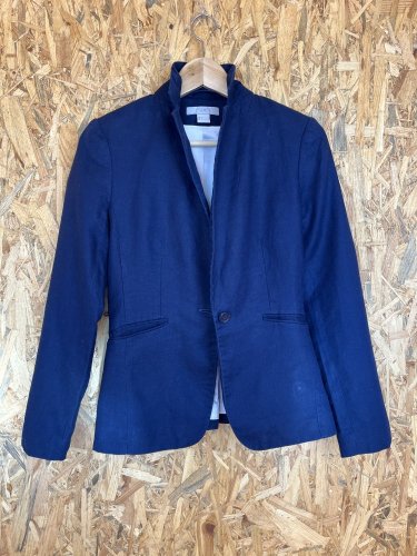 Námořní sako H&M 55 % len 45 % bavlna