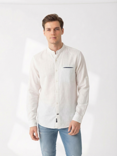 Přírodní košile PULL&BEAR 86 % bavlna 14 % len
