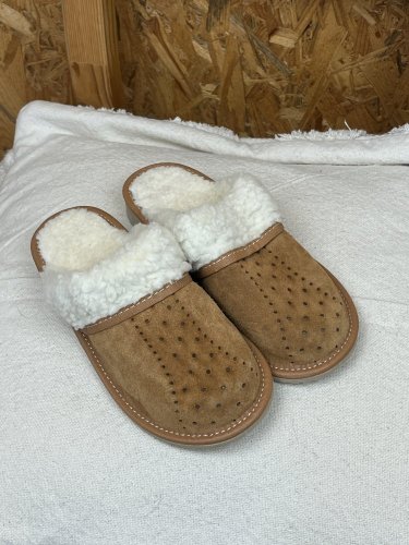Zateplené pantofle Made in Italy 100 % kůže a 100 % beran