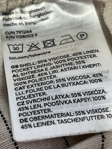 Lněné kalhoty H&M 55 % viskoza 45 % len