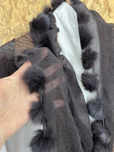 Maxi šál Handmade s podílem vlny a 100 % králík