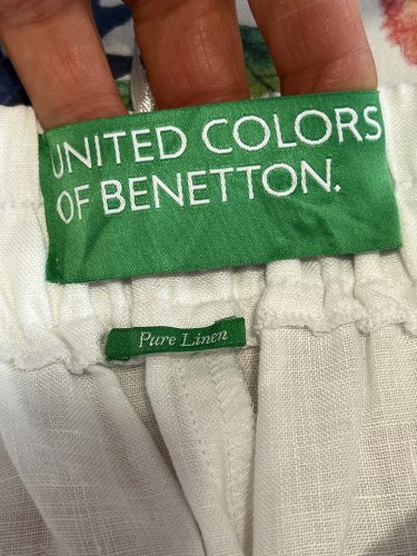 Lněné kalhoty Benetton 100 % len