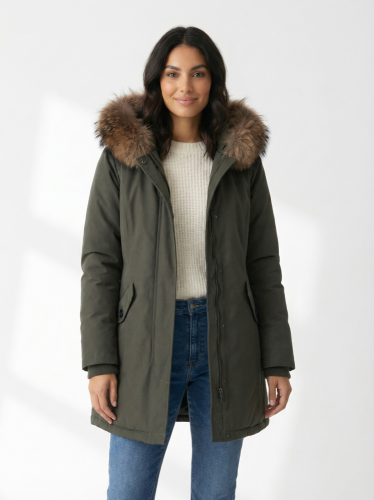 Parka Attentif 100 % polyester a 100 % pravá kožešina