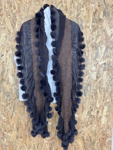 Maxi šál Handmade s podílem vlny a 100 % králík