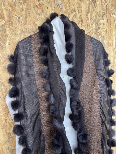 Maxi šál Handmade s podílem vlny a 100 % králík