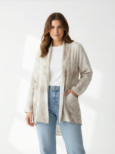 Lněný kardigan Made in Italy 100 % len