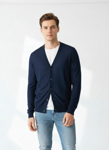 Pánský námořní kardigan Sergio 100 % merino vlna