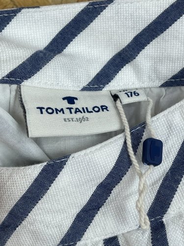 Námořní sukně Tom Tailor s podílem lnu a bavlny