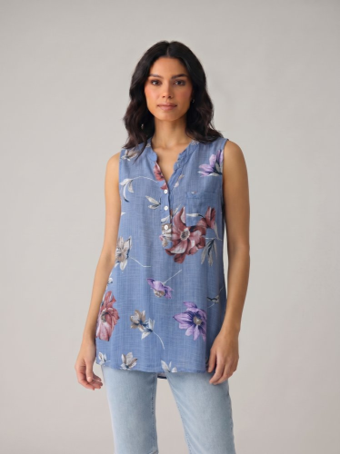 Přírodní top New Collection s podílem bavlny a lnu