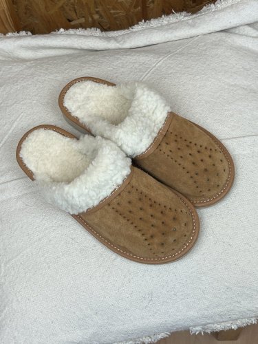 Zateplené pantofle Made in Italy 100 % kůže a 100 % beran