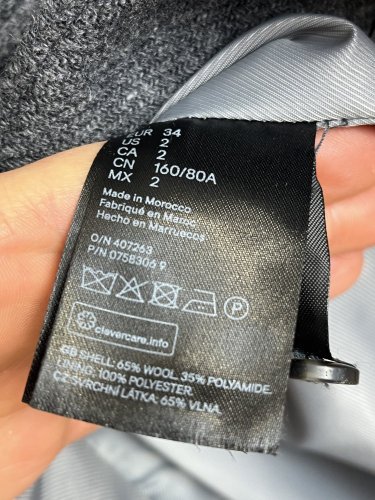 Vlněný kabát H&M 65 % vlna