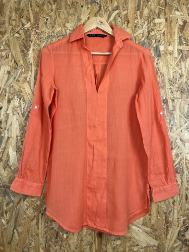 Prodloužená tunika ZARA s podílem bavlny a lnu