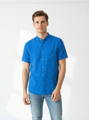 Přírodní košile Henson&Henson 55 % len 45 % bavlna