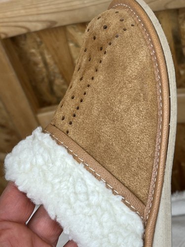 Zateplené pantofle Made in Italy 100 % kůže a 100 % beran